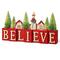 Glitzhome® 14" Christmas Believe House & Brush Trees Table Décor